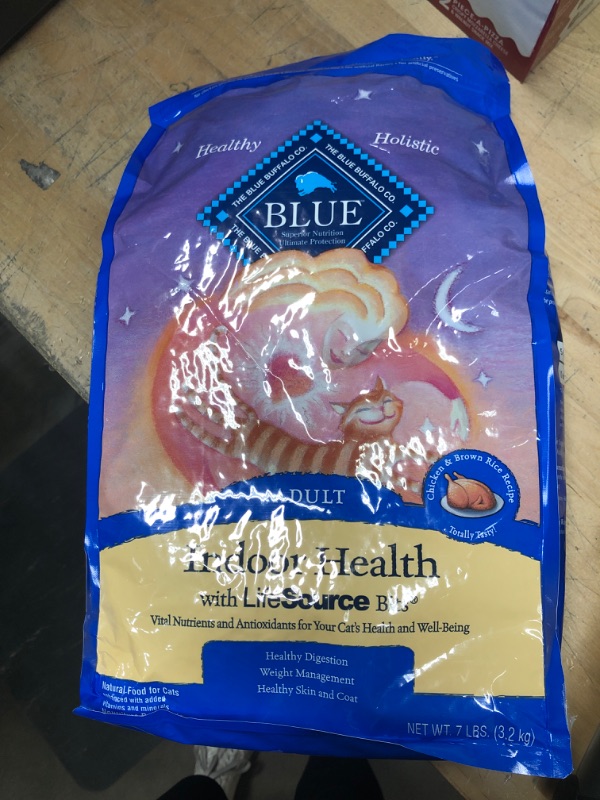 Photo 3 of **BEST BY: AUG 5,2023**
Blue Buffalo Adult Indoor Chicken & Brown Rice Dry Cat Food - 7lb