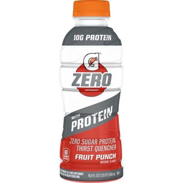 Photo 1 of **NONREFUNDABLE**BEST BY: APRIL 17,2022**
Gatorade G Zero Sugar With Protein Fruit Punch Sports Drink, 10g Whey Protein Isolate & Electrolytes, 16.9 oz Bottle CASE OF 12