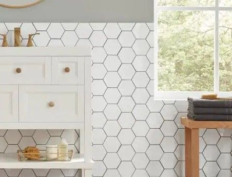 Photo 1 of 2 PACK OF Daltile LuxeCraft White 4-1/4 in. x 4-7/8 in. Glazed Ceramic Hexagon Wall Tile (3 sq. ft./Case)