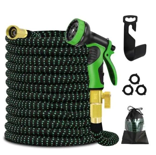 Photo 1 of 3/4 in. 50 ft. Expandable Garden Hose Flexible Water Hose with 10 Function Nozzle Durable 3750D Water Hose No Kink