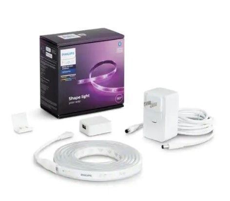 Photo 1 of **MISSING power adapter** Philips Hue White and Color Ambiance Dimmable LED Light Strip Plus Smart Light Base Kit with Bluetooth (80")