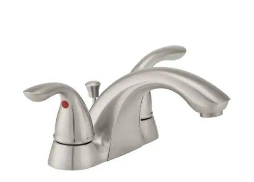 Photo 1 of **MISSING HARDWARE** Glacier Bay Builders 4 in. Centerset 2-Handle Low-Arc Bathroom Faucet in Brushed Nickel