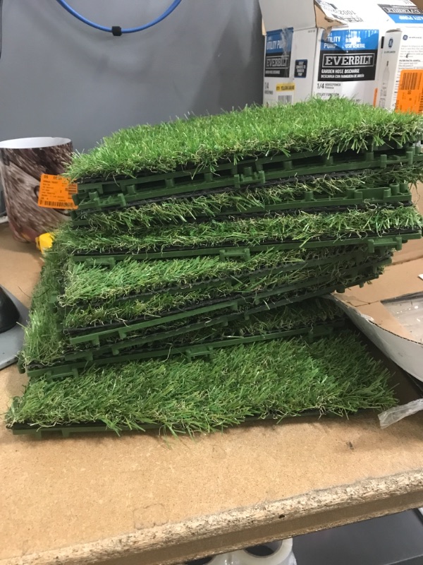 Photo 4 of 1 ft. x 1 ft. Artificial Grass Interlocking Tiles (9-Pack)
