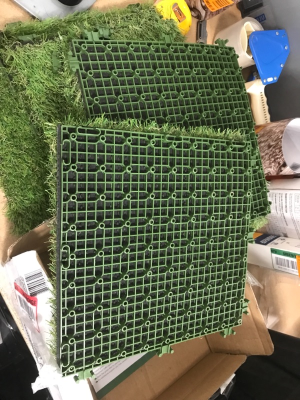 Photo 3 of 1 ft. x 1 ft. Artificial Grass Interlocking Tiles (9-Pack)
