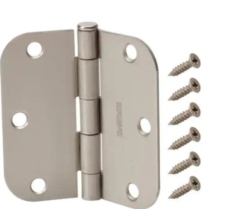 Photo 1 of ** SETS OF 2**
3-1/2 in. x 5/8 in. Radius Satin Nickel Squeak-Free Door Hinge (3-Pack)
