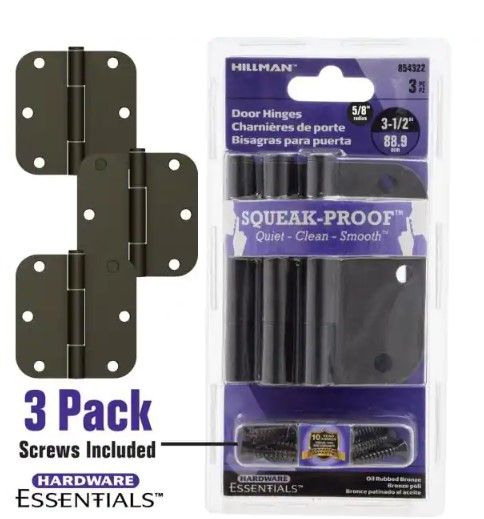 Photo 1 of ** SETS OF 5**
3-1/2 in. Oil Rubbed Bronze Squeak Proof Hinge- (3 pack)
