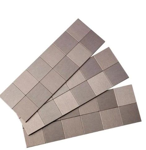 Photo 1 of *** SETS OF 11**
Square Matted 12 in. x 4 in. Brushed Stainless Metal Decorative Tile Backsplash (1 sq. ft.)

