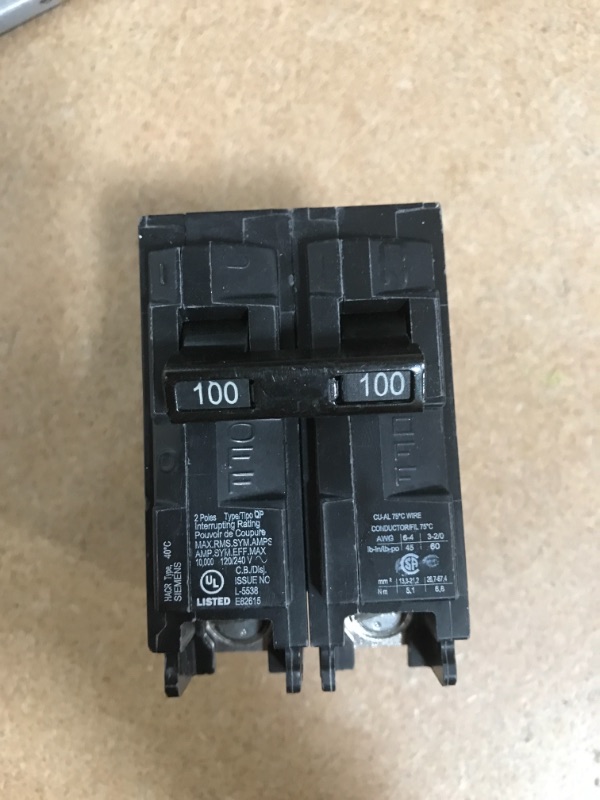 Photo 3 of 100 Amp Double-Pole Type QP Circuit Breaker
