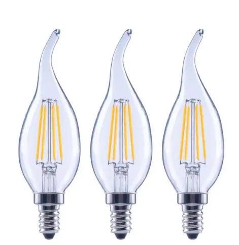 Photo 1 of ** SETS OF 2**
60-Watt Equivalent B11 Dimmable Flame Bent Tip Clear Glass Candelabra LED Vintage Edison Light Bulb Daylight (3-Pack)
