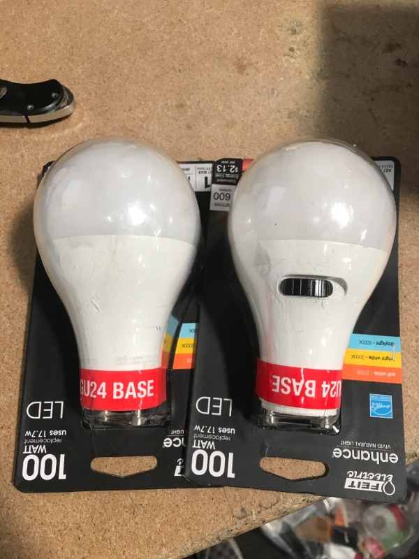 Photo 2 of ** SET SOF 2**
100-Watt Equivalent A21 Dimmable GU24 Base CEC Color Changing CCT ENERGY STAR 90+ CRI LED Light Bulb (1-Bulb)
