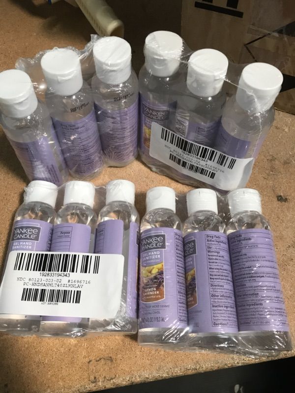 Photo 1 of ** EXP: 12/2021***  ** NON-REFUNDABLE**  *** SOLD AS IS**
** SETS OF 4**
Yankee Candle Scented Hand Sanitizer Gel Moisturizing with Aloe, Antibacterial, Lemon Lavendar, 3 Pack, 4oz Bottles