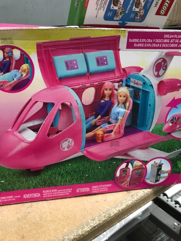 Photo 4 of Barbie Dreamplane Transforming Playset with Reclining Seats and Working Overhead Compartments, Plus 15+ Pieces Including a Puppy and a Snack Cart, for Kids 3 Years Old and Up
