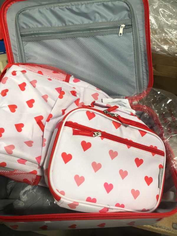 Photo 1 of TCL 5-Piece Kid'S Luggage Set with Spinner Wheels on Carry-on, HEART, Dimensions: 12 inches (L) x 9 inches (W) x 18 inches (H)