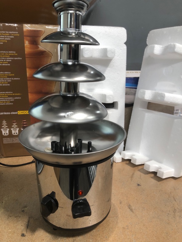 Photo 2 of 4 Tier Stainless Steel Electric Chocolate Fondue Fountain Machine 4-Pound Capacity for Chocolate Candy Butter Cheese (4-Tier)