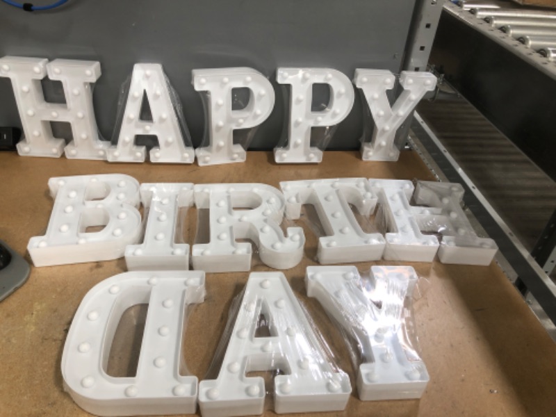 Photo 2 of Brightdeco Light Up Happy Birthday Sign LED Marquee Letter Sign Anniversary Party Night Lamp Banquet Props, 9" Tall