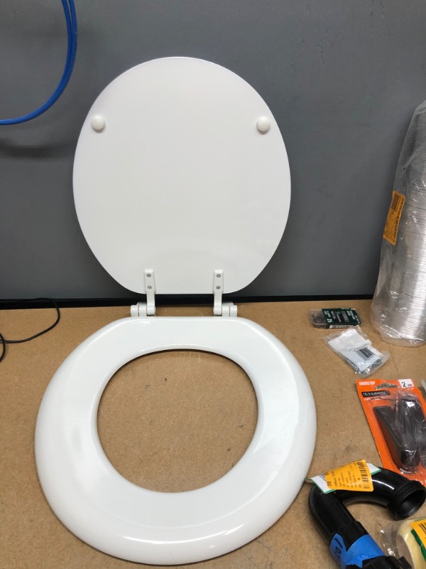 Photo 1 of ***non-refundable***
assorted household items
round toilet seat 16.5'', 2 shower drains w/ no cover, 1-gang outlet cover, 1-gang duplex outlet kit,, extension box, semi-ridge duct,