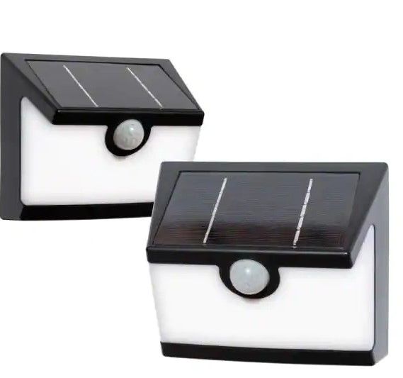 Photo 1 of 300 Lumens Connected Solar Black Motion Sensing LED Deck Light (2-Pack)
