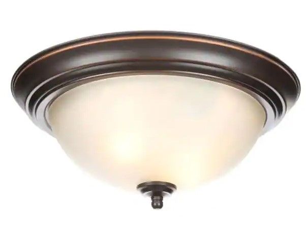 Photo 1 of 13 in. 2-Light Oil Rubbed Bronze Flush Mount
