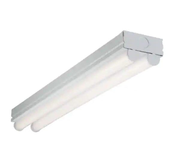 Photo 1 of 2 ft. 2-Light Linear White Integrated LED Ceiling Strip Light with 2100 Lumens, 4000K
