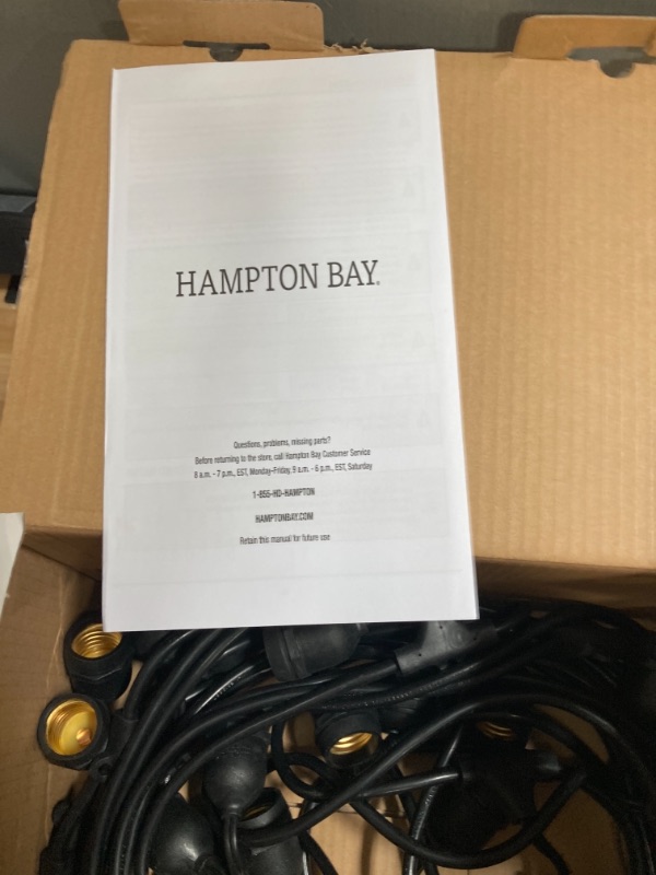 Photo 4 of 
Hampton Bay
12-Light 24 ft. Black Commercial Incandescent String Light