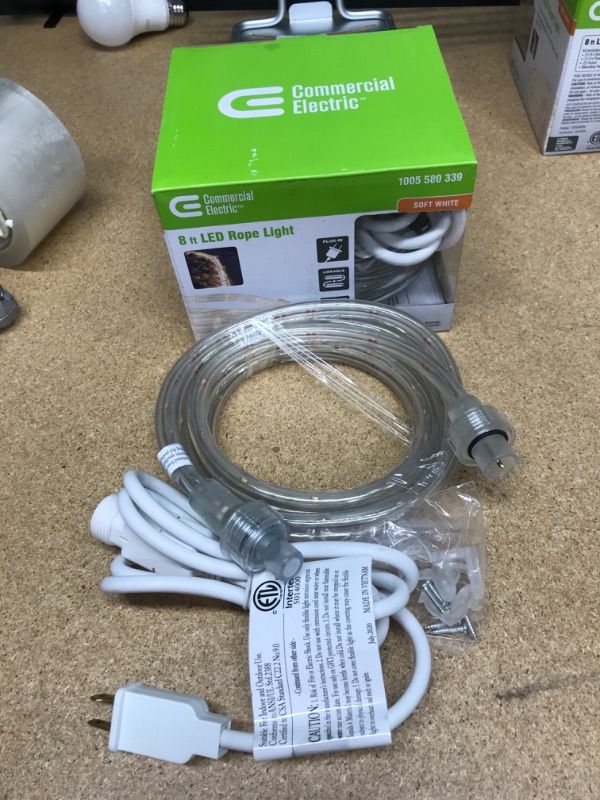 Photo 2 of 2 BOXES OF Commercial Electric 8 Ft. 120-Volt Line Voltage Warm White Flexible Integrated LED Rope Light
