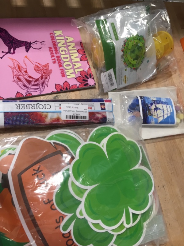 Photo 1 of **NON REFUNDABLE** SOLD AS IS
bundle of mic Amazon items
diamond painting, painting by numbers, disposable fly trap bag, coloring book, st Patrick's yard decor