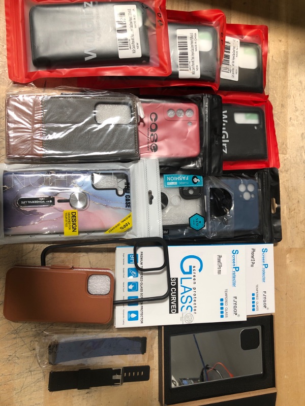 Photo 1 of **NOT REFUNDABLE** BUNDLE OF ASSORTED MISC Phone cases, and tech items
Samsung and iPhone cases, screen glass protectors, Apple watch bands