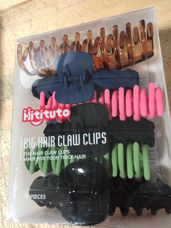 Photo 2 of Hitituto Big Hair Claw Clips 6 Packs - 4.33 and 5.2 Inch Matte and Nonslip