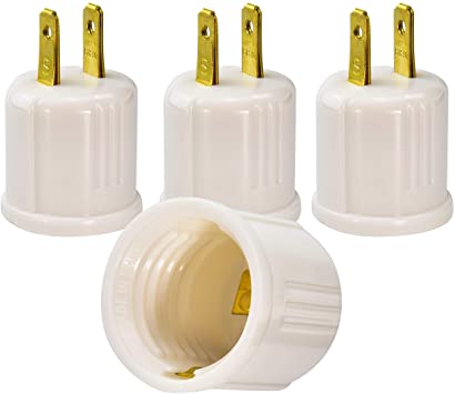 Photo 1 of Aiwode Outlet to Socket Adapter,UL Listed Convert Outlet to E26 Light Bulb Socket,Plug-in Light Socket,Polarized 2-Prong Outlet to E26 Bulb Socket,660W 125V,White(2-Pack).
