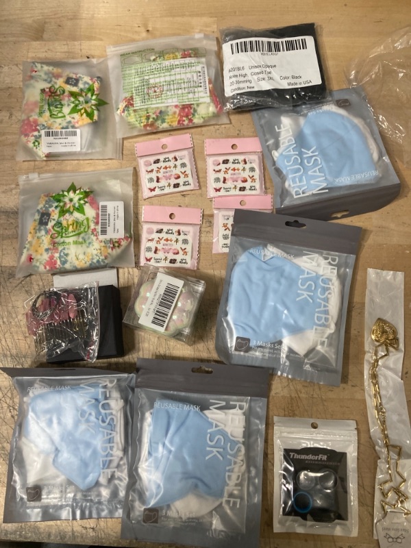 Photo 1 of **NON-REFUNDABLE** Assorted Masks, Necklace, Rings, Socks, Hair Pin and Nail Stickers 