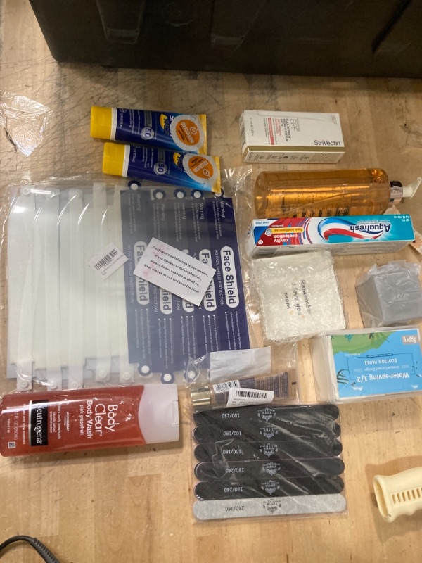 Photo 1 of **NON-REFIUNDABLE**
Health and BVeauty Items; Toothpaste, Files, Foundation, Sunscreens, Body wash, Face Shields, Hand Soap and Ring Holders