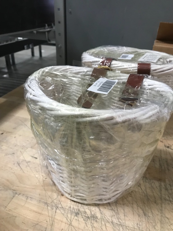 Photo 1 of BUNDLE OF 2 Rattan Bike Basket, Natural Handle Storage Basket Hand-Woven Bicycle Basket with Adjustable Leather Straps

