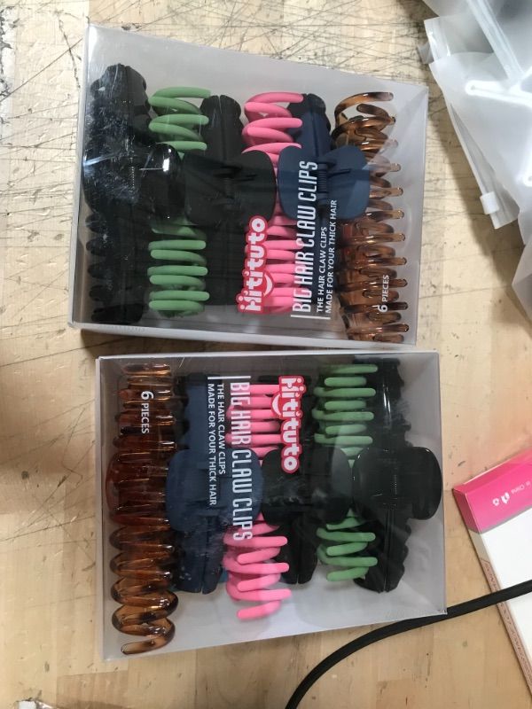 Photo 1 of SET OF 2 Hitituto Big Hair Claw Clips 6 Packs - 4.33 and 5.2 Inch Matte and Nonslip for Thick and Thin Long Hair Large Banana and Jaw Clips Hair Holder for Women Ladies
