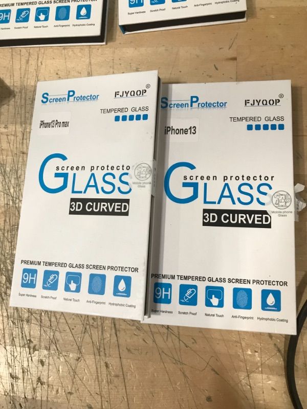 Photo 1 of BUNDLE OF 2 IPHONE 13 PRO FYJQOP TEMPERED GLASS 3D CURVED