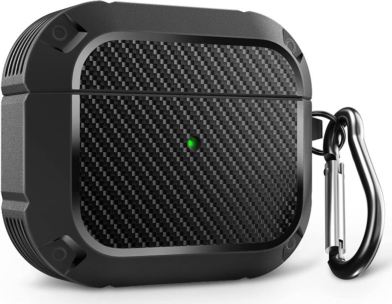 Photo 1 of SET OF 3 VIKESI Compatible with AirPods 3 Case 2021, Sturdy Soft TPU Resilient Shock Absorbing Protective Case with Carabiner [Front LED Visible], Black
