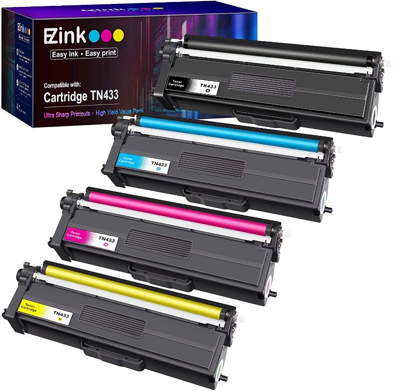 Photo 1 of E-Z Ink (TM) Compatible Toner Cartridge Replacement for Brother TN-433 TN433 TN433bk TN431 Compatible with HL-L8260CDW HL-L8360CDW MFC-L8610CDW MFC-L8900CDW (Black, Cyan, Magenta, Yellow, 4 Pack)
