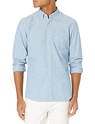 Photo 1 of Amazon Brand - Goodthreads Men's Slim-Fit Long-Sleeve Chambray Shirt, Light Blue/White, X-Large
