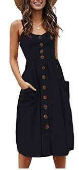 Photo 1 of Halife Womens Summer Dresses Casual Spaghetti Strap Floral Button Down Swing Midi Dress with Pockets SMALL 
