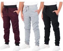 Photo 1 of INCOMPLETE Real Essentials 3 Pack: Boys Youth Active Athletic Soft Fleece Jogger Sweatpants
