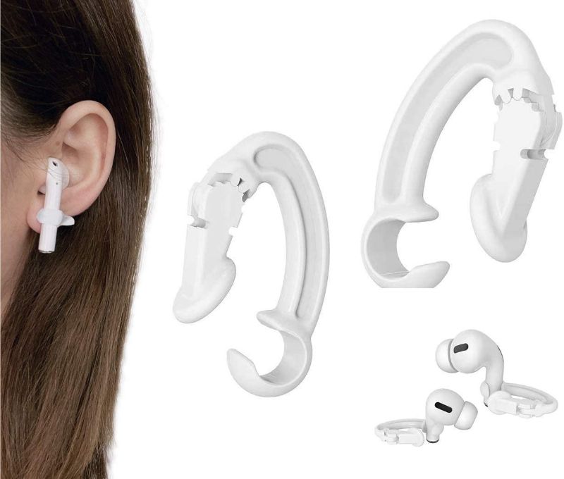 Photo 1 of BUNDLE OF 2 KKPOT 2 Pair Anti-Lost Ear Hook for AirPods - Anti-Drop Sports Ear Clip,Wireless Earphones Grip Accessories Tips Compatible with Apple Airpods 1/2/Pro Or Earpods Headphones/Earphones/Earbuds (White)
