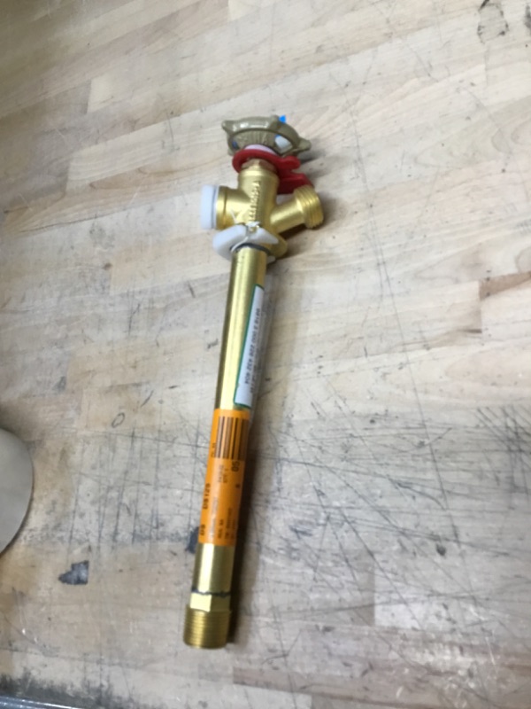 Photo 1 of 1/2 in. MIP and 1/2 in. SWT x 3/4 in. MHT x 8 in. Brass Anti-Siphon Frost Free Sillcock Valve
