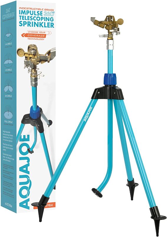 Photo 1 of Aqua Joe AJ-IST39BM Indestructible Series Brass Impulse Sprinkler w/Extendable Tripod up to 39 Inches
