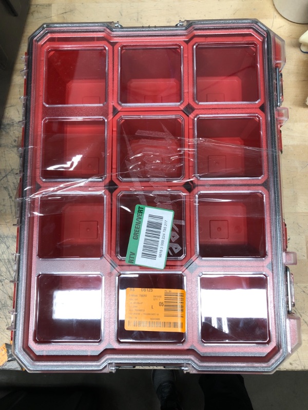 Photo 2 of  Milwaukee
10-Compartment Red Deep Pro Portable Tool Box with Storage and Organization Bins for Small Parts