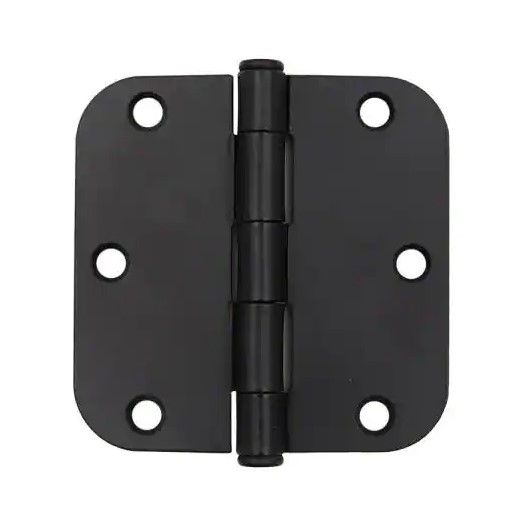 Photo 1 of 3-1/2 in. x 5/8 in. Radius Matte Black Door Hinge Value Pack (24-Pack)
