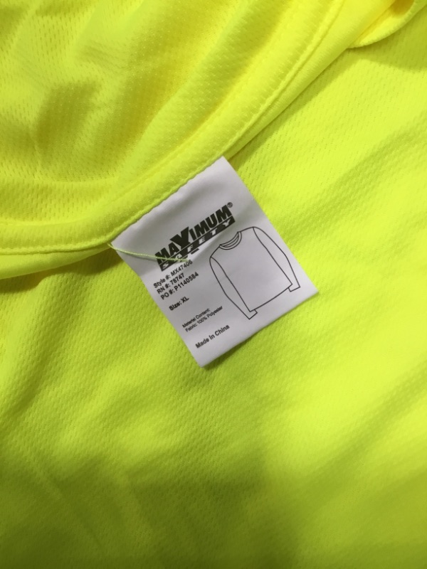 Photo 3 of MAXIMUM SAFETY Unisex X-Large Hi-Vis Yellow Long-Sleeve Safety Shirt, HI Vis Yellow
