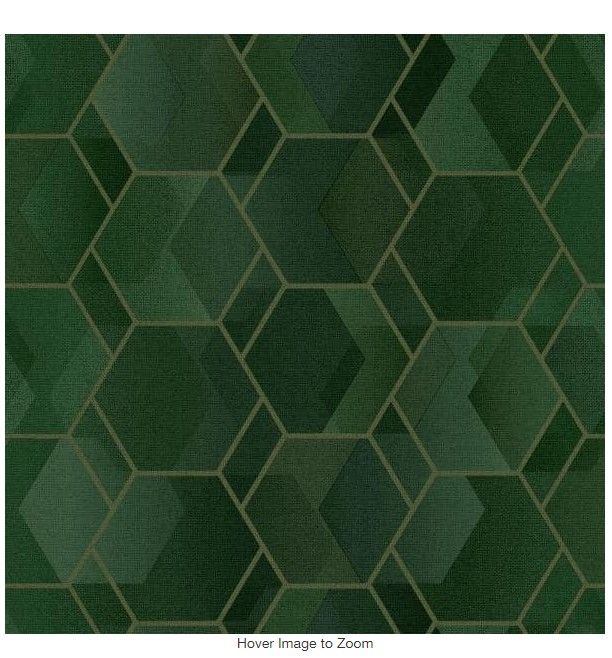 Photo 1 of 
Walls Republic
Green Double Roll Structured Hexagonal Easy to Remove Geometric Wallpaper