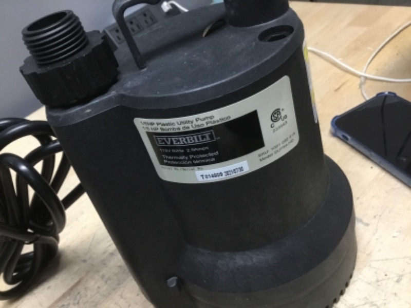 Photo 3 of 
Everbilt
1/6 HP Plastic Submersible Utility Pump