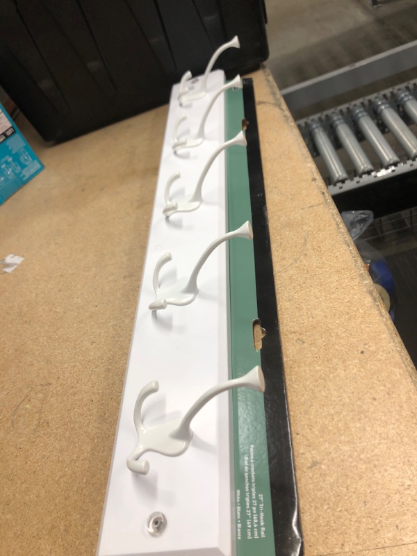 Photo 1 of 27 in. White Tri-Hook Rack
