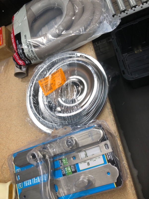 Photo 1 of **NO REFUNDS/RETURNS** - Bundle of Miscellaneous home depot goods: door handle, washing machine hose