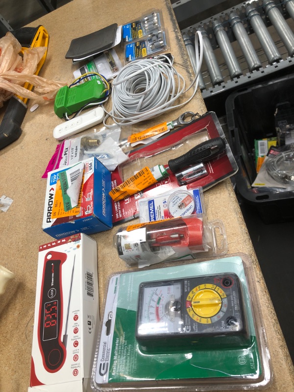 Photo 1 of **NO REFUNDS/RETURNS** - Bundle of Miscellaneous home depot goods: tools, hardware, working supplies (staples)